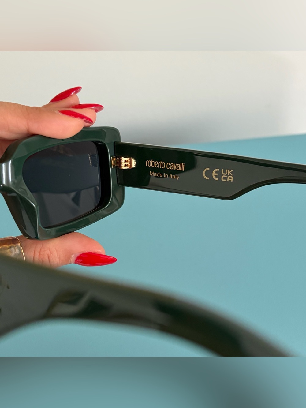 Roberto Cavalli Green Rectangular Women's Sunglasses - Picture 6 of 6
